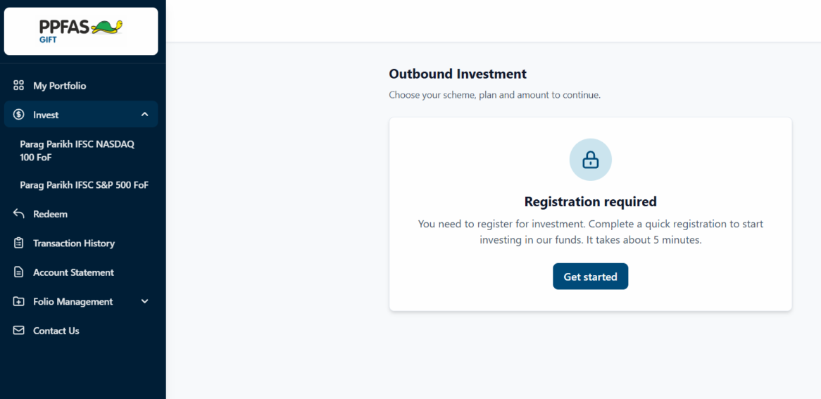 Fund selection screen